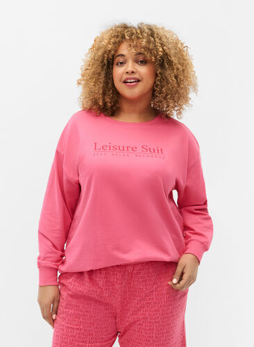 Sweat-shirt en coton avec impression de texte, Hot P. w. Lesuire S., Model image number 0
