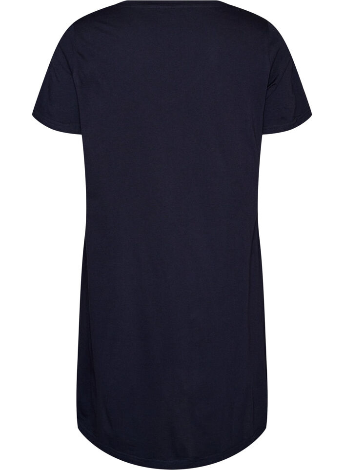 Chemise de nuit en coton biologique et &agrave; col en V, Bleu, Packshot image number 1