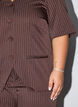 Blouse &agrave; fines rayures avec strass et boutons, Marron, Model image number 3