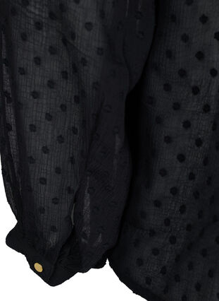 Gestippelde V-hals blouse met parels, Black w. Cobber, Packshot image number 3