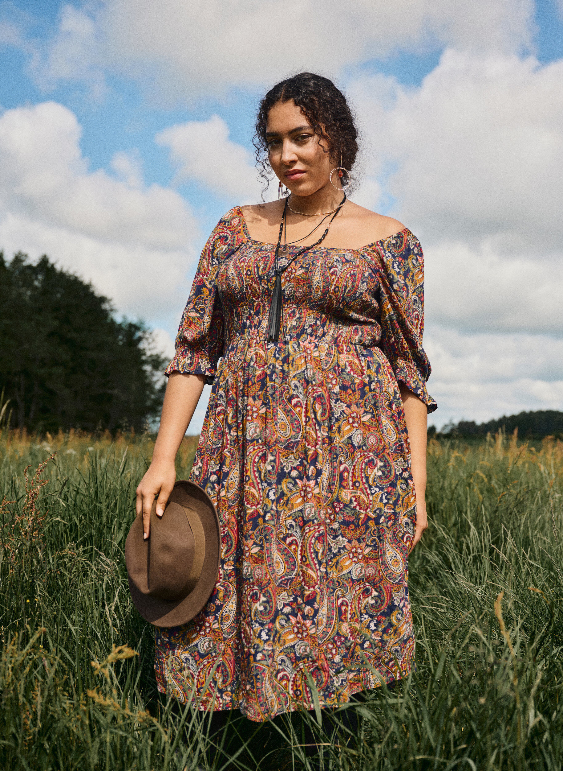 ZizziZomerjurk in viscose met paisley print, Blauw, Image image number 0