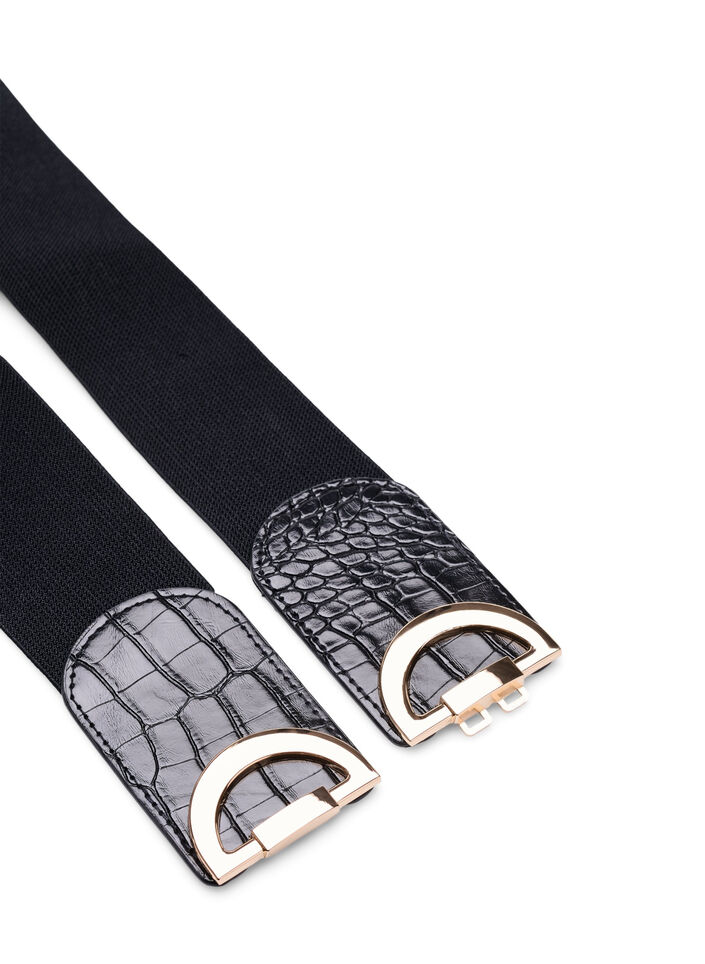 Ceinture élastique avec boucle dorée, Black, Packshot image number 2