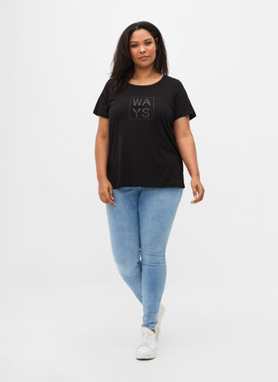 T-shirt en coton à manches courtes avec imprimé, Black WAYS, Model image number 2