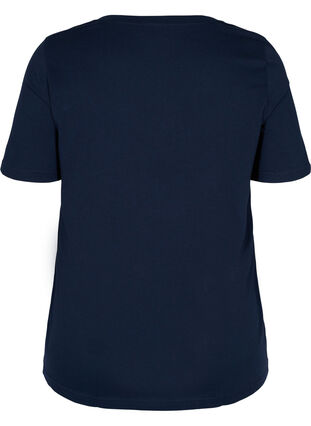 T-shirt en coton bio à col V, Navy Blazer, Packshot image number 1