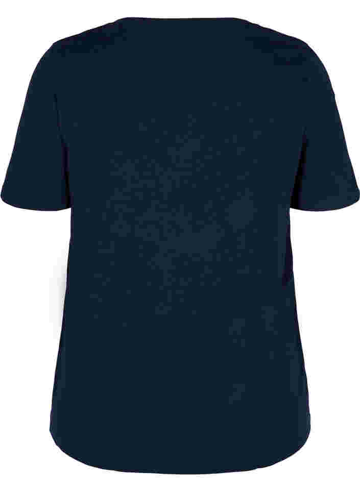 T-shirt in biologisch katoen met v-hals, Navy Blazer, Packshot image number 1
