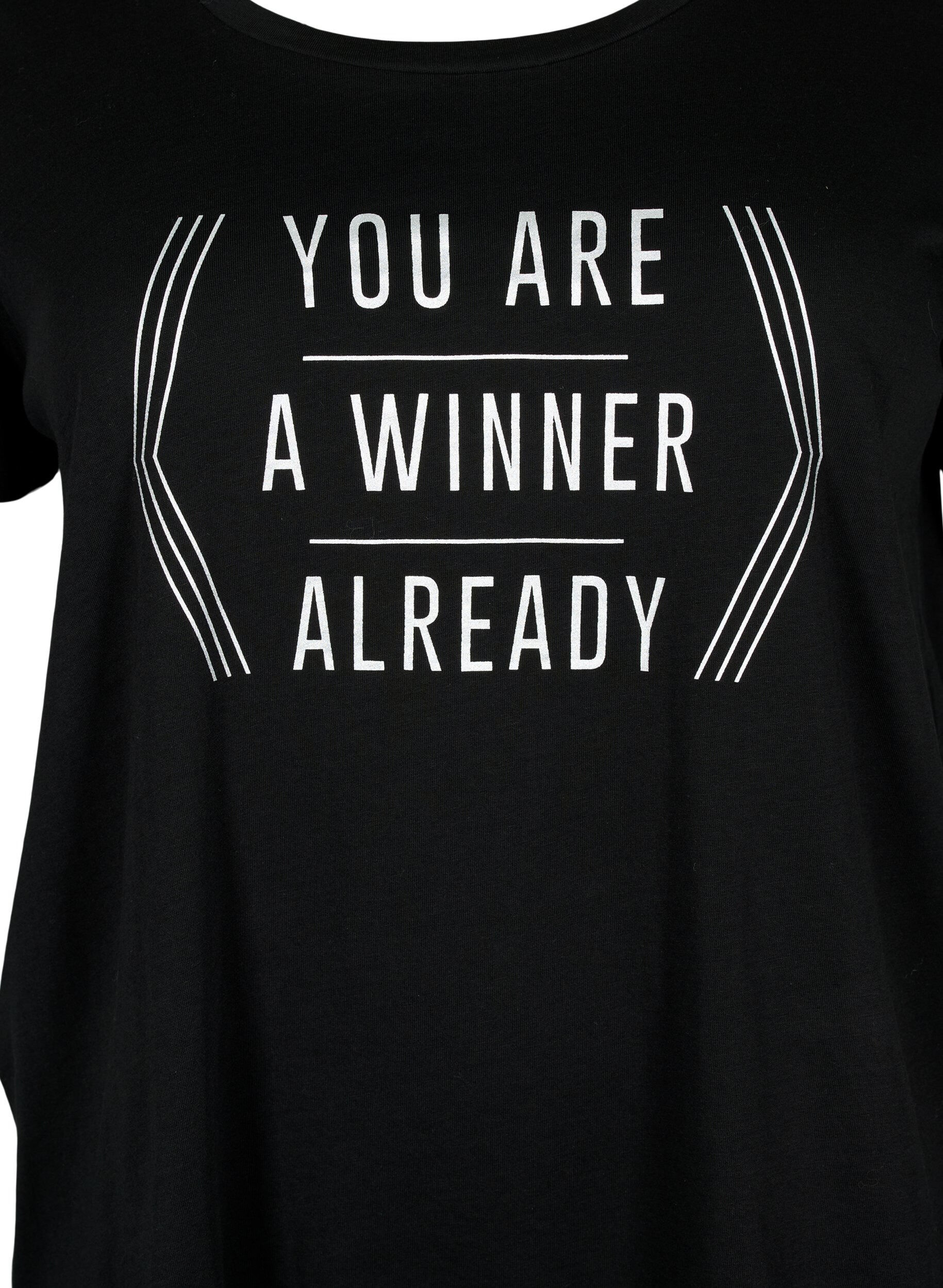 ZizziTrainingsshirt met print, Black w. Winner, Packshot image number 2