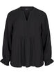 Blouse met lange mouwen en een V-hals, Black, Packshot image number 0