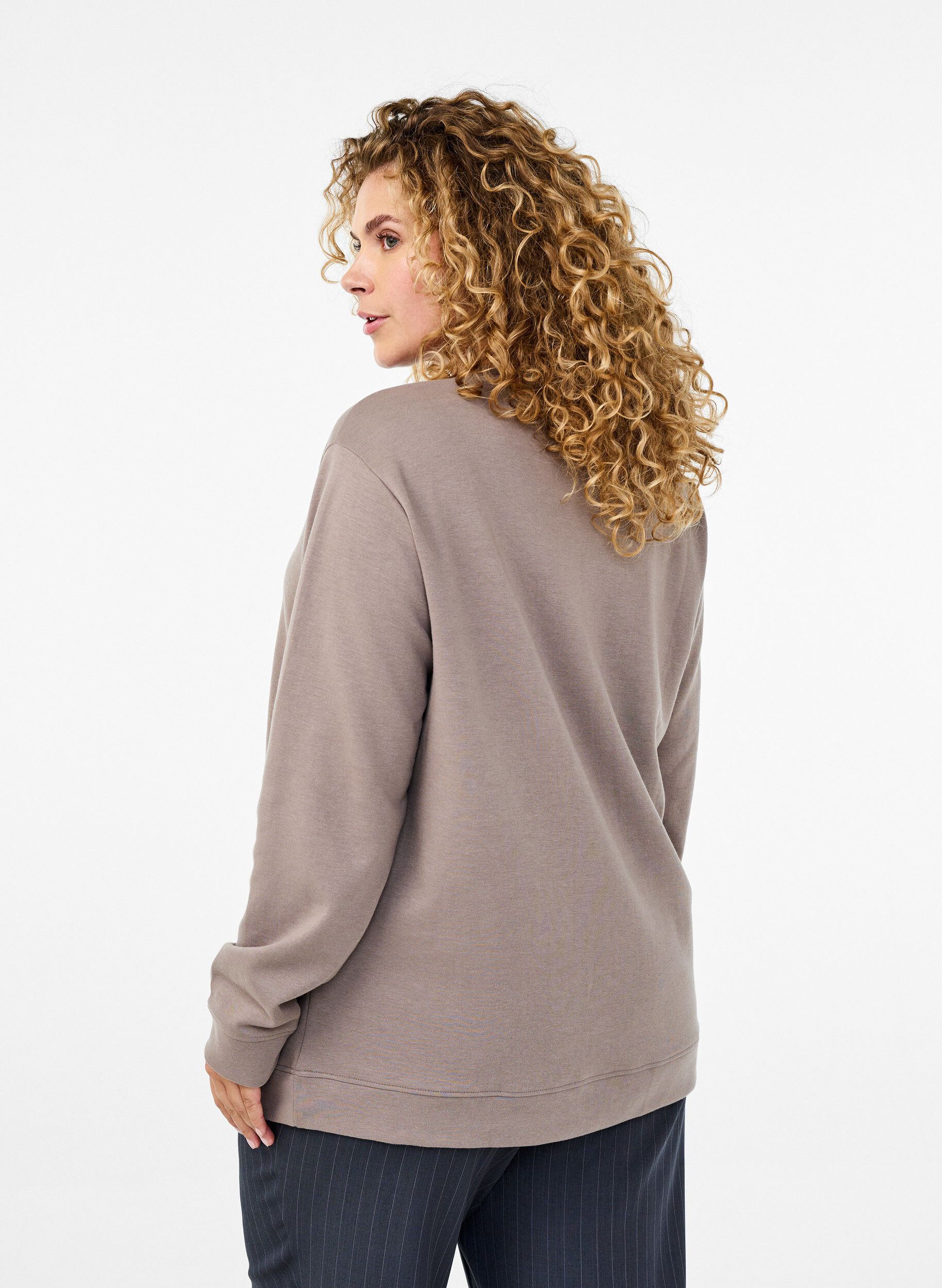 ZizziFLASH - Sweatshirt met ronde hals, Beige, Model image number 2