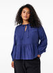 Blouse met strik en lange mouwen, Blauw, Model image number 0