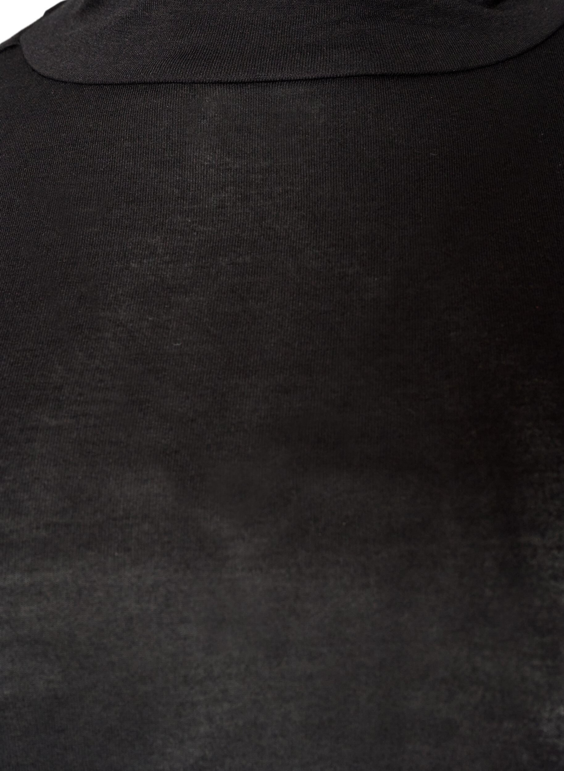 ZizziBlouse met hoge hals in viscose jersey, Zwart, Packshot image number 2