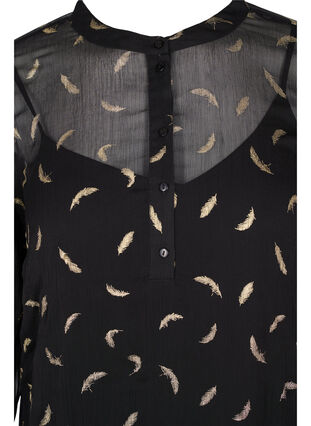 Robe trapèze à détail smock , Black, Packshot image number 2