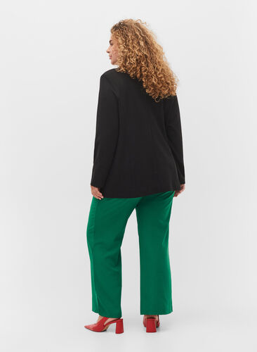 Flared broek met elastiek in de taille, Verdant Green, Model image number 1