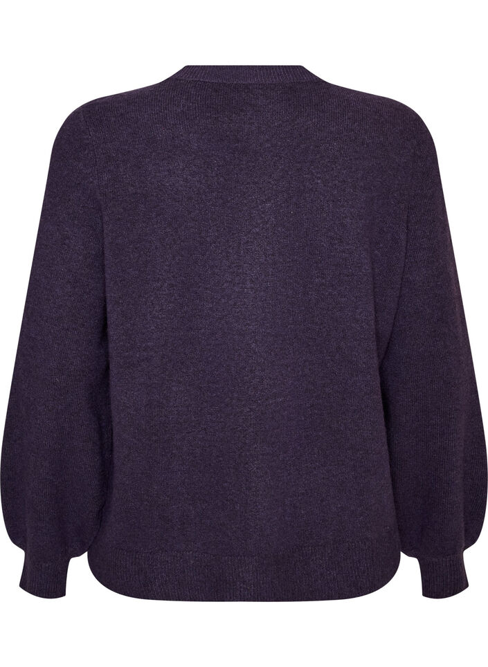 Cardigan in zacht breisel met goudkleurige knopen, Paars, Packshot image number 1