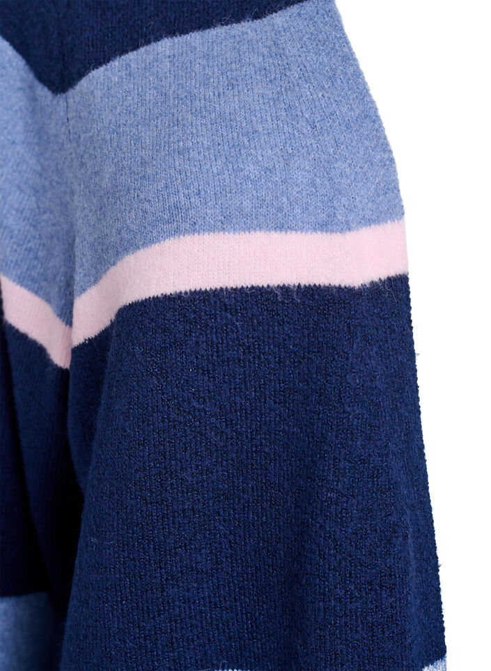 Cardigan long en tricot avec rayures larges, Bleu, Packshot image number 2