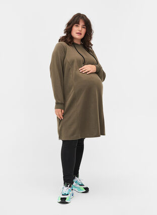 Robe pull de grossesse à capuche, Ivy Green, Model image number 2