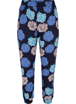 Pantalon de pyjama en coton avec imprimé floral, Blue Flower, Packshot image number 0