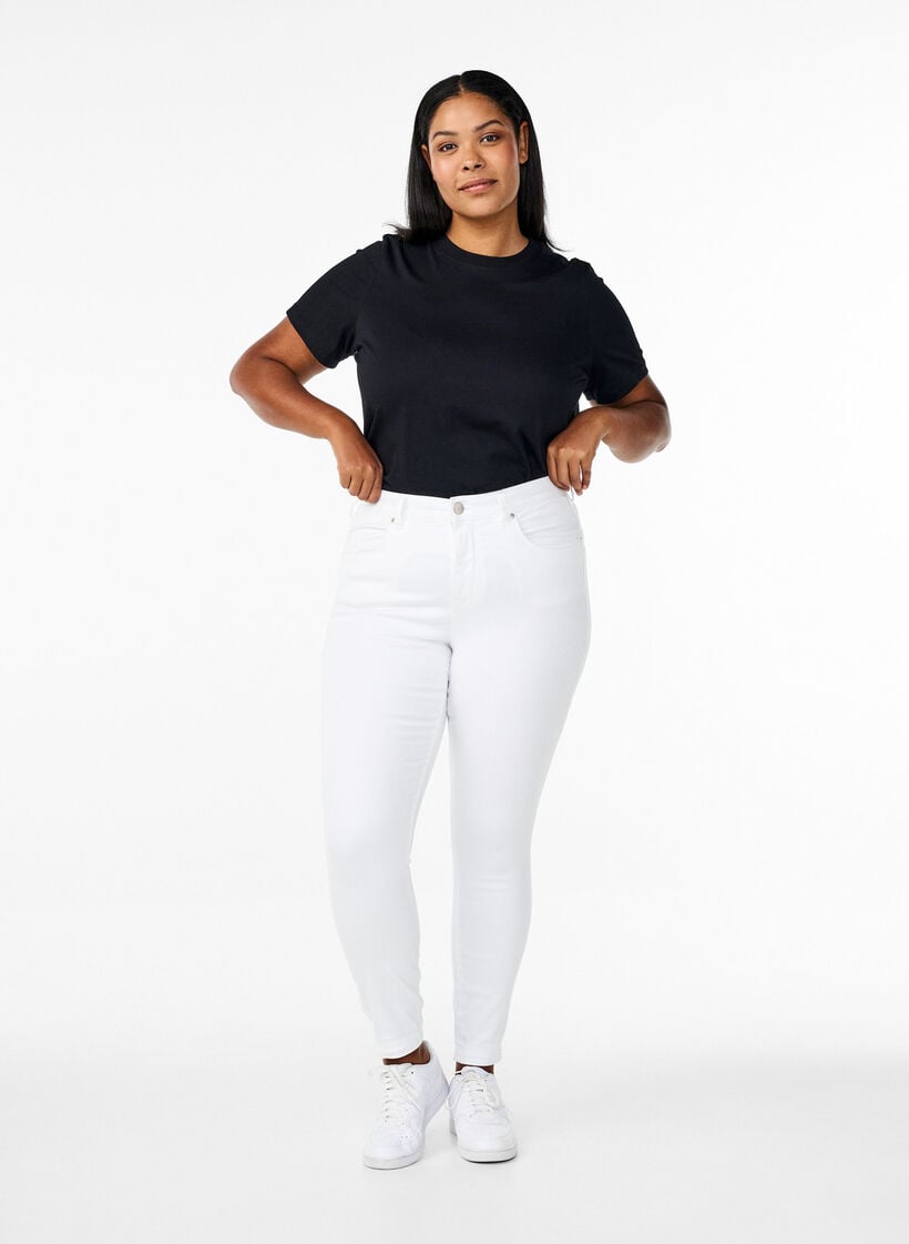 Super slim Amy jeans met hoge taille, White, Model image number 0