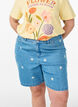 High waist denimshorts met bloemenborduursel, Blauw, Model image number 3