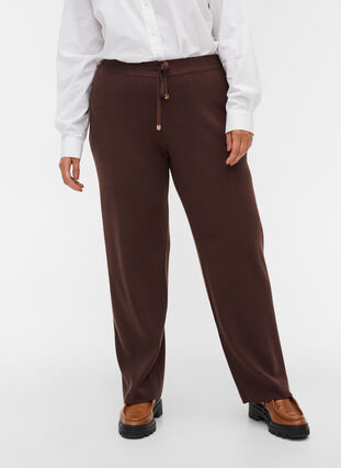 Pantalon en tricot avec cordon de serrage, Coffee Bean, Model image number 2