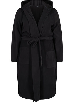 Robe de chambre avec capuche et poches, Black, Packshot image number 0