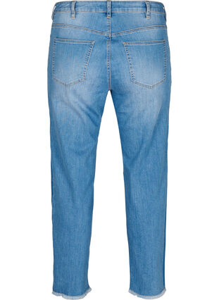 Cropped jeans met contrast, Blue denim, Packshot image number 1