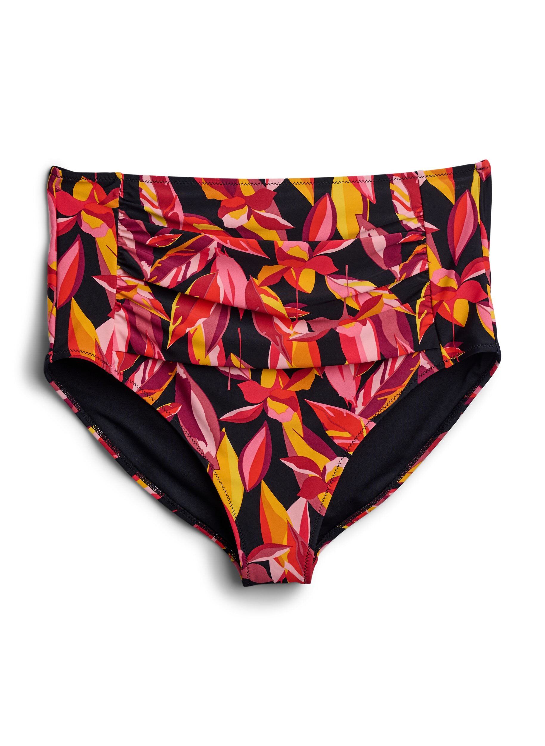 Zizzi Culotte de bikini imprim&eacute;e et taille haute, Rouge, Packshot image number 0