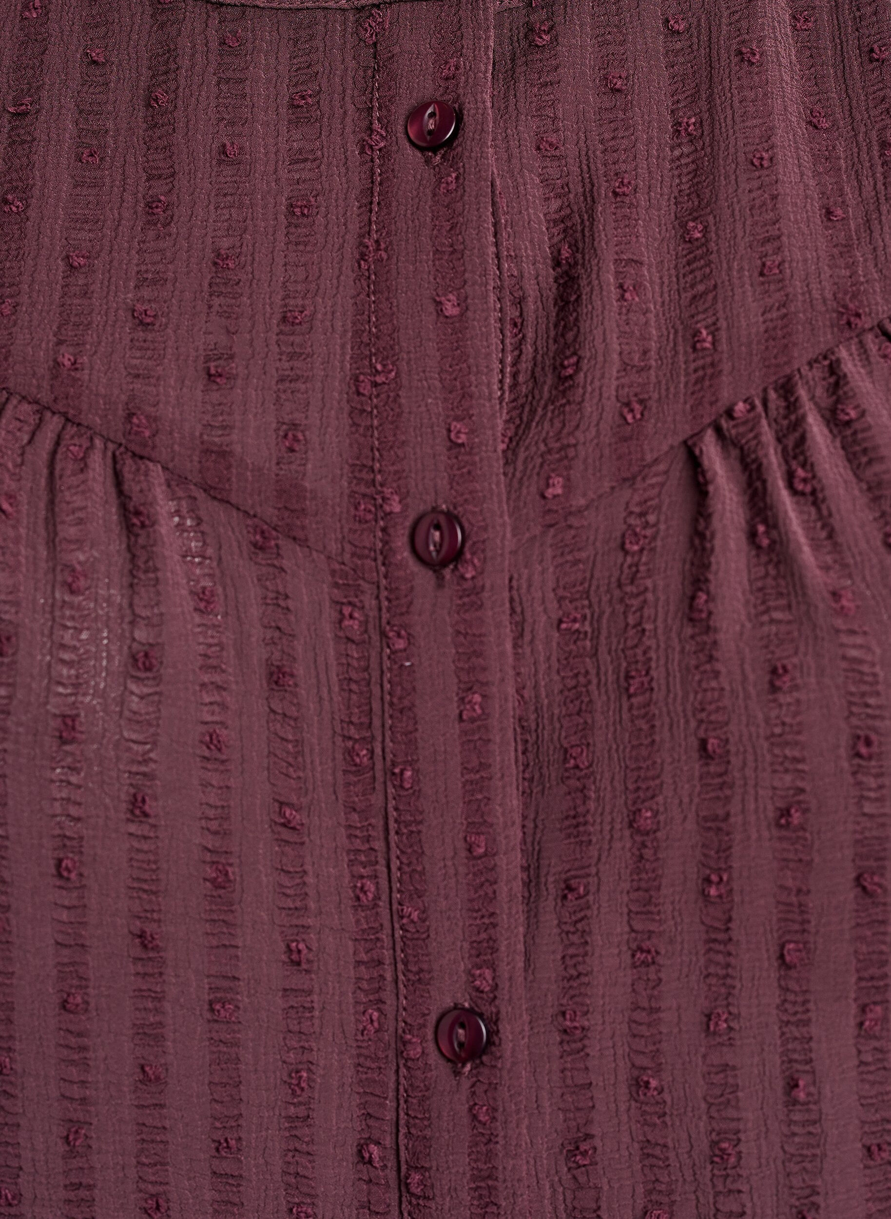 ZizziShirt met een gestructureerd stippenpatroon en borduurdetails, Donker Bordeaux, Packshot image number 2