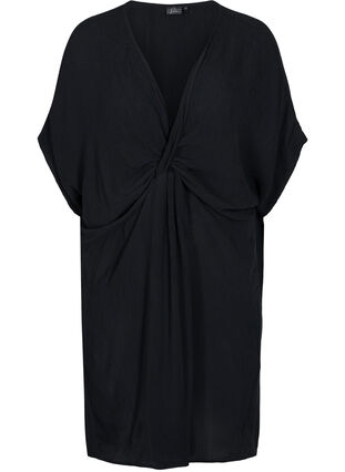 Robe de plage manches courtes en viscose, Black, Packshot image number 0