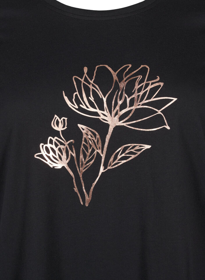 FLASH – T-shirt imprimé, Black R. Gold Flower, Packshot image number 2