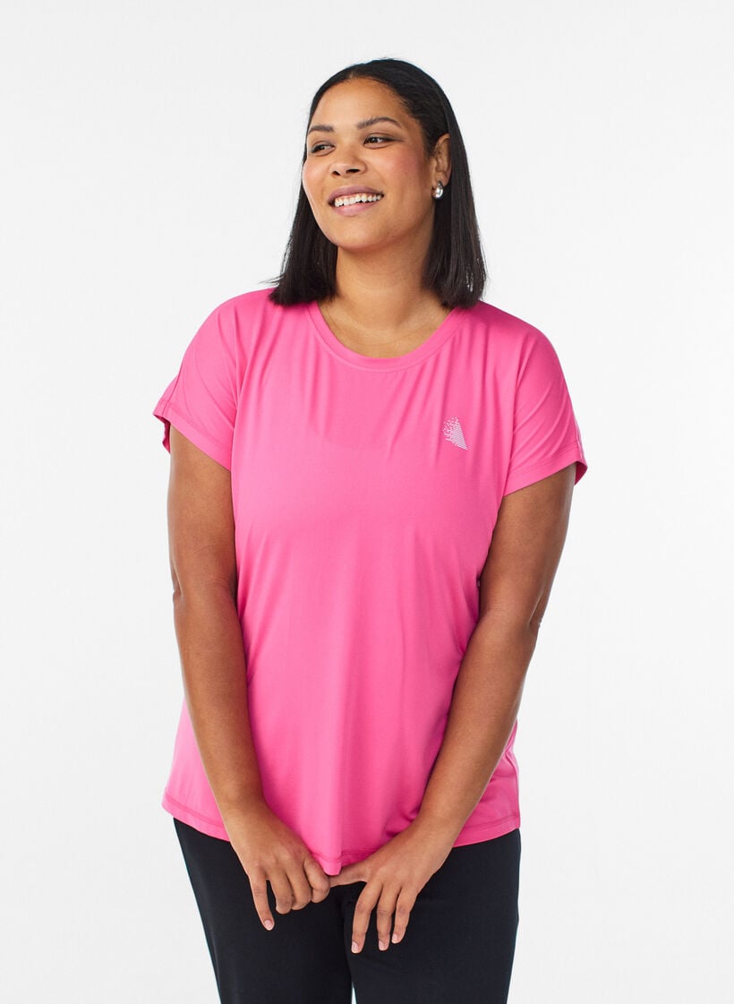 T-shirt de sport couleur unie, Rose, Model image number 0