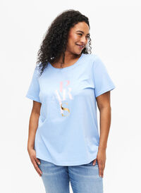 T-shirt en coton avec imprimé texte, Serenity w. Paris, Model