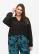Effen blouse met v-hals, Black, Model image number 0