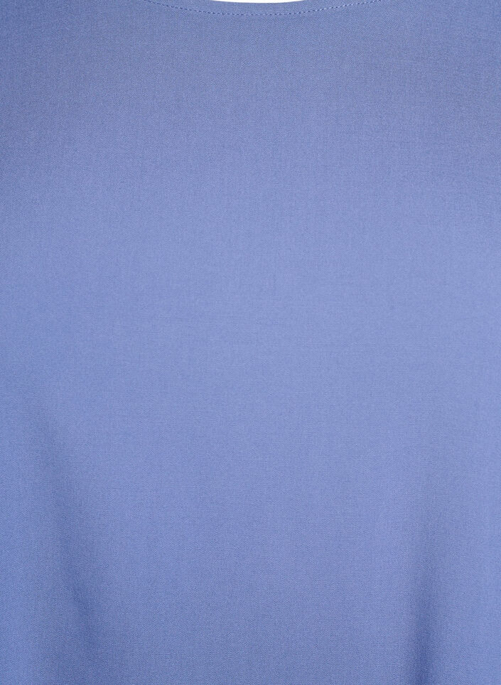 Chemisier tiss&eacute; &agrave; manches courtes et col rond, Bleu, Packshot image number 2
