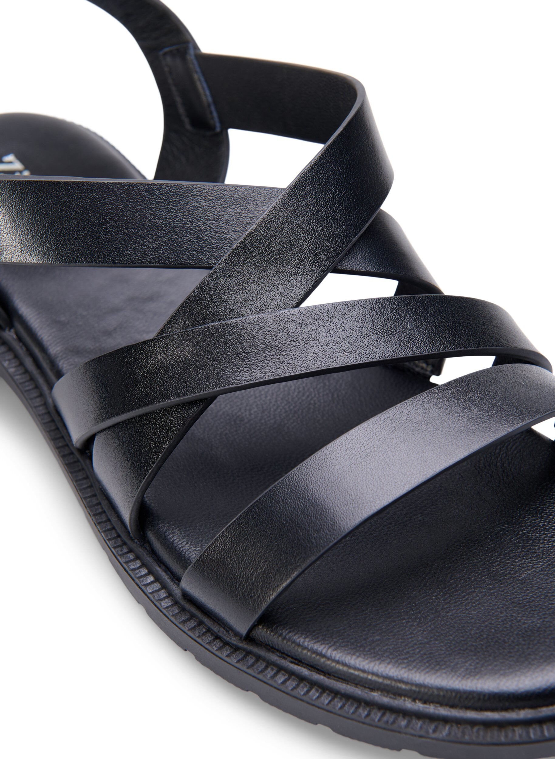 ZizziLeren zomersandalen met een brede pasvorm, Black, Packshot image number 3