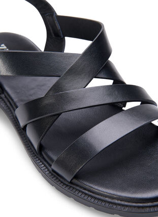 Sandales d'été larges en cuir, Black, Packshot image number 3