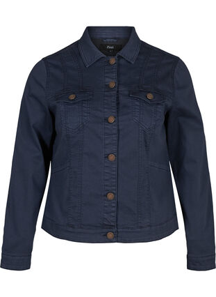 Korte gekleurde denim jas, Navy, Packshot image number 0