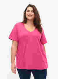 FLASH - T-shirt met v-hals, Raspberry Rose, Model