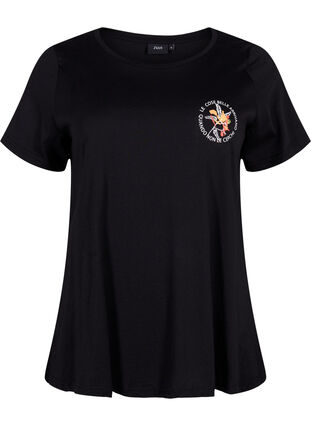 T-shirt en coton avec impression sur le devant, Black W. Chest print, Packshot image number 0