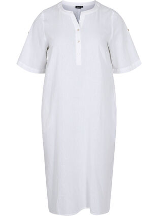 Lange blouse jurk met korte mouwen, White, Packshot image number 0