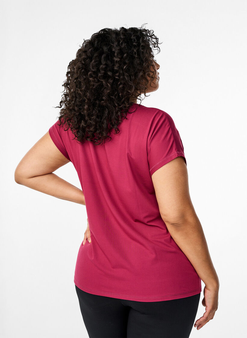 Effen gekleurd T-shirt voor sporten, Rood, Model image number 2