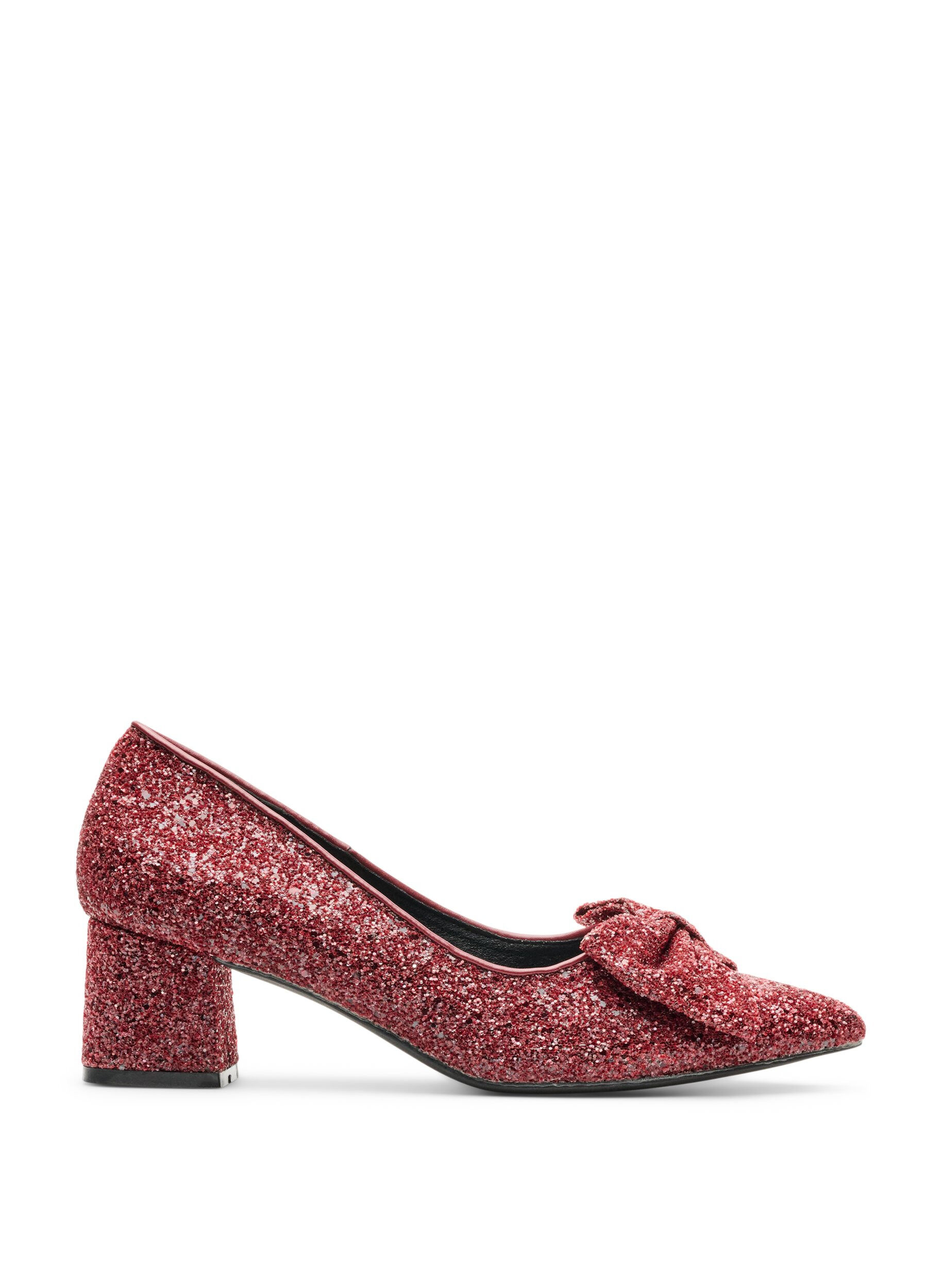 Wide Fit - Glitter pump met strikje