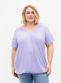 	 Gemêleerd t-shirt met elastische rand, Lavender Mél, Model