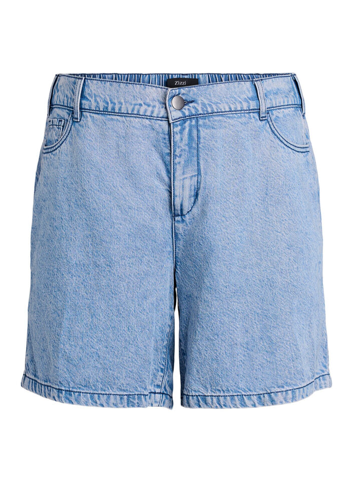 Short en denim ample &agrave; taille haute, Bleu Clair, Packshot image number 0