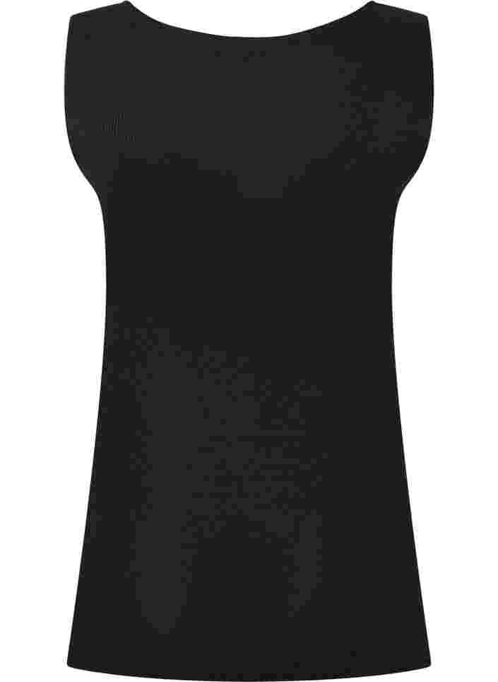 Top de nuit côtelé avec dentelle, Black, Packshot image number 1