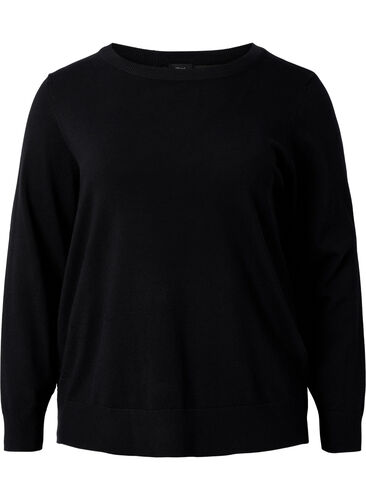 Pull en viscose tricoté avec détail au dos, Black, Packshot image number 0