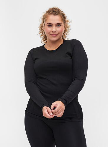 Naadloos ski-onderhemd met patroon, Black, Model image number 0