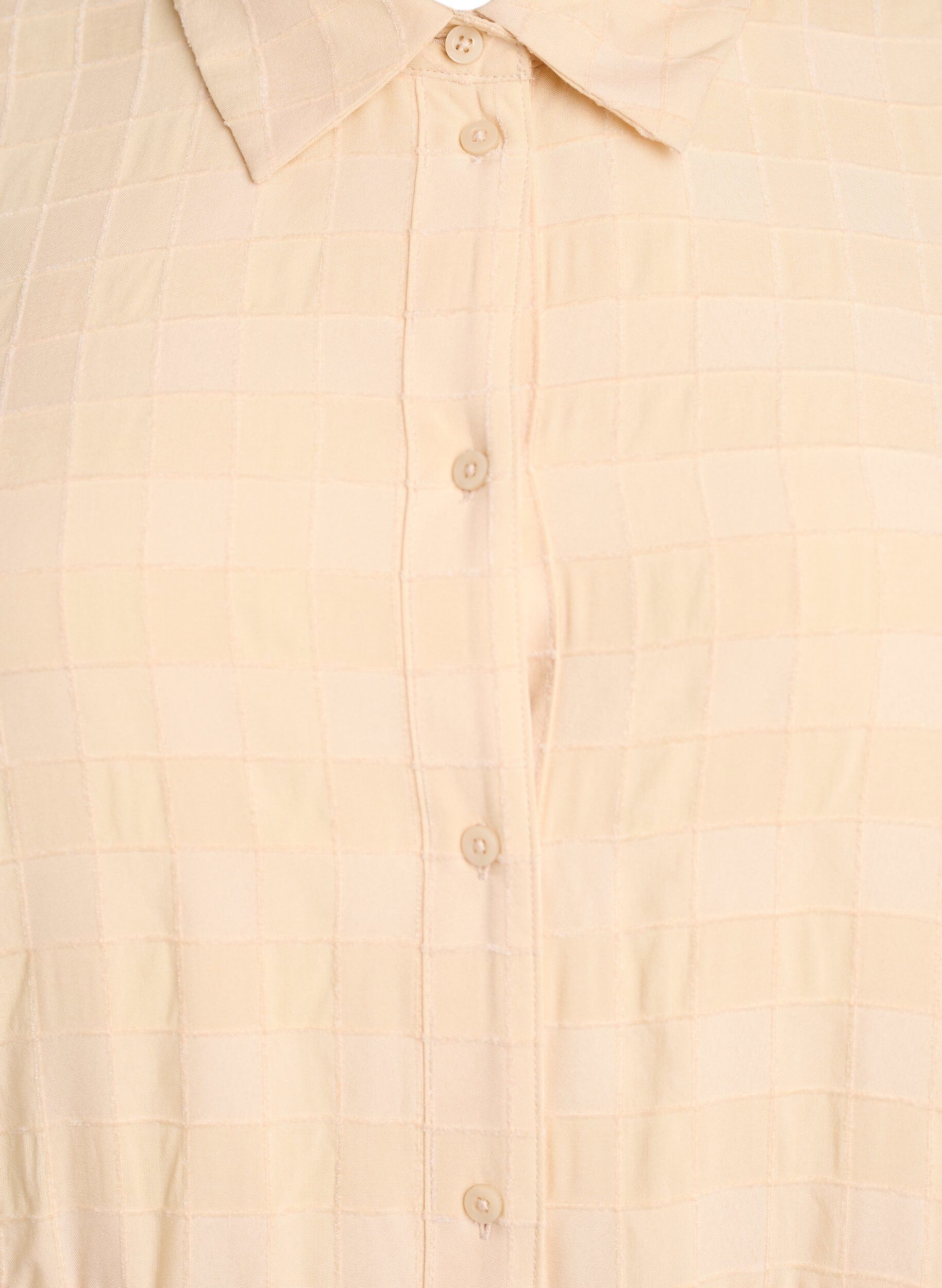 Zizzi Robe chemise courte &agrave; texture &agrave; carreaux et manches 1/2, Jaune clair, Packshot image number 2