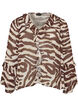 Blouse en mousseline avec imprim&eacute; z&egrave;bre et volants, Marron, Packshot image number 0