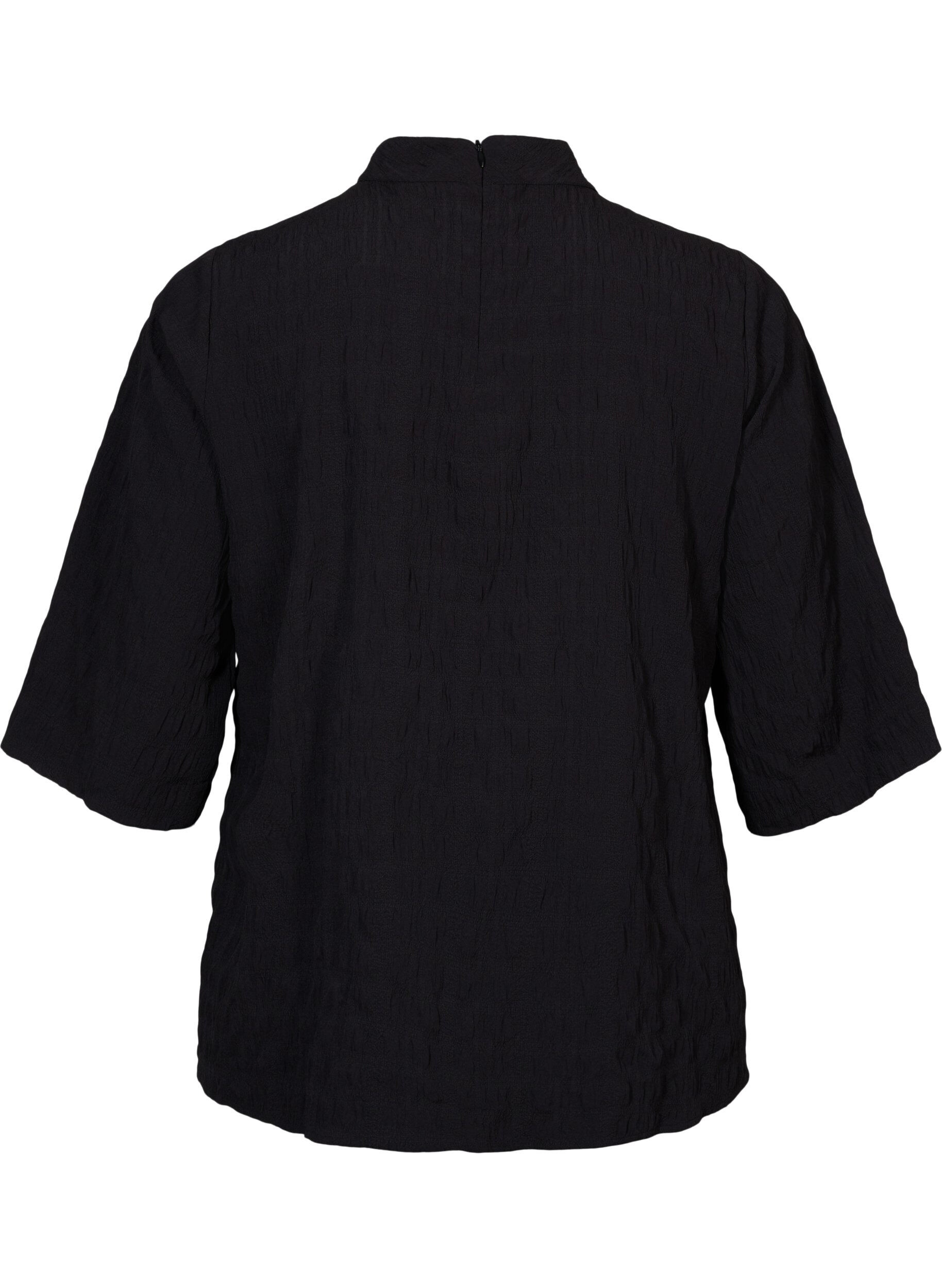 ZizziBlouse met hoge hals en 3/4 mouwen, Black, Packshot image number 1