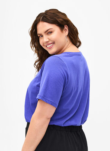 FLASH - T-shirt avec col en V, Royal Blue, Model image number 1